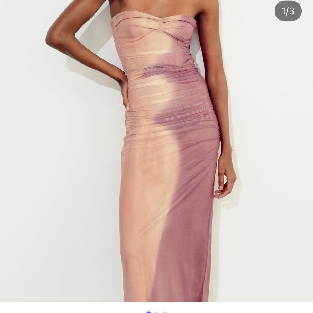Zara Strapless Ombre Maxi Dress - Pink and Purple